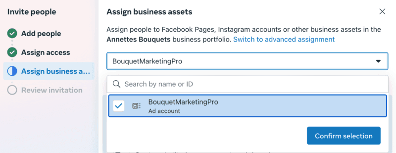 Business portfolio - Assign business assets