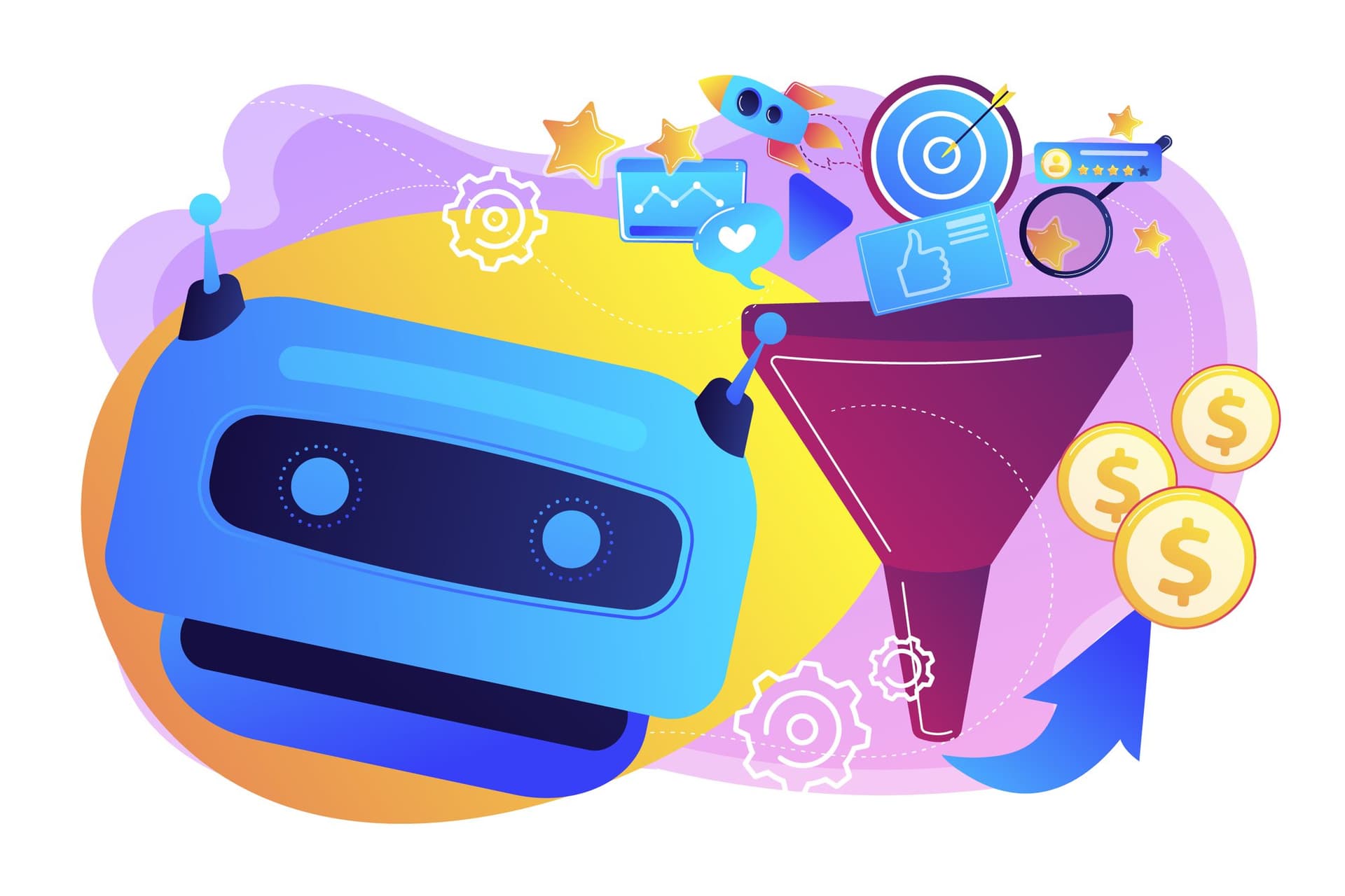 AI in digital advertising concept art.