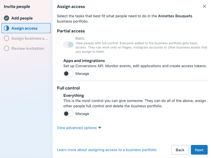 Ad account - assign access